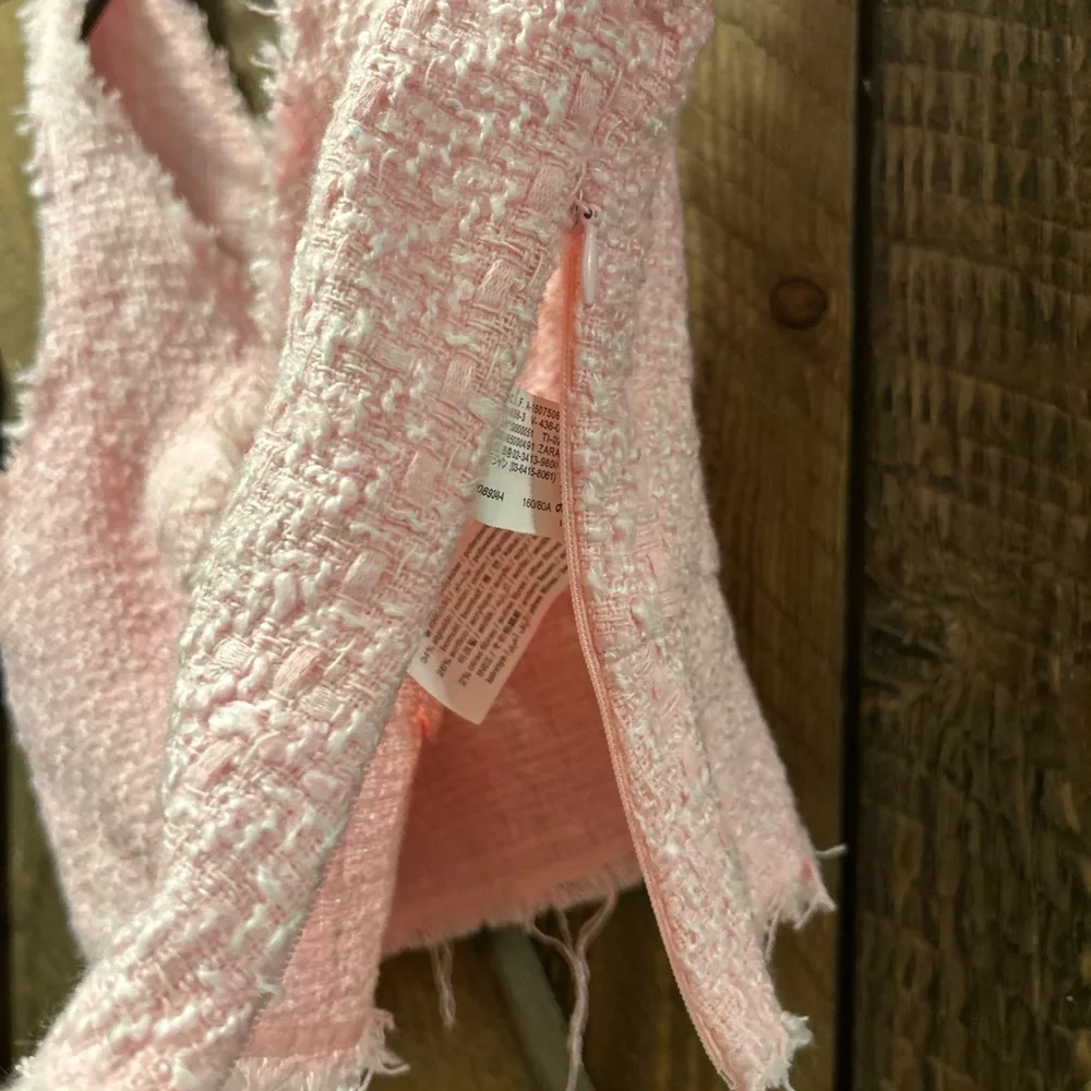Zara Pink Tweed Wrap Top - Picture 4 of 5